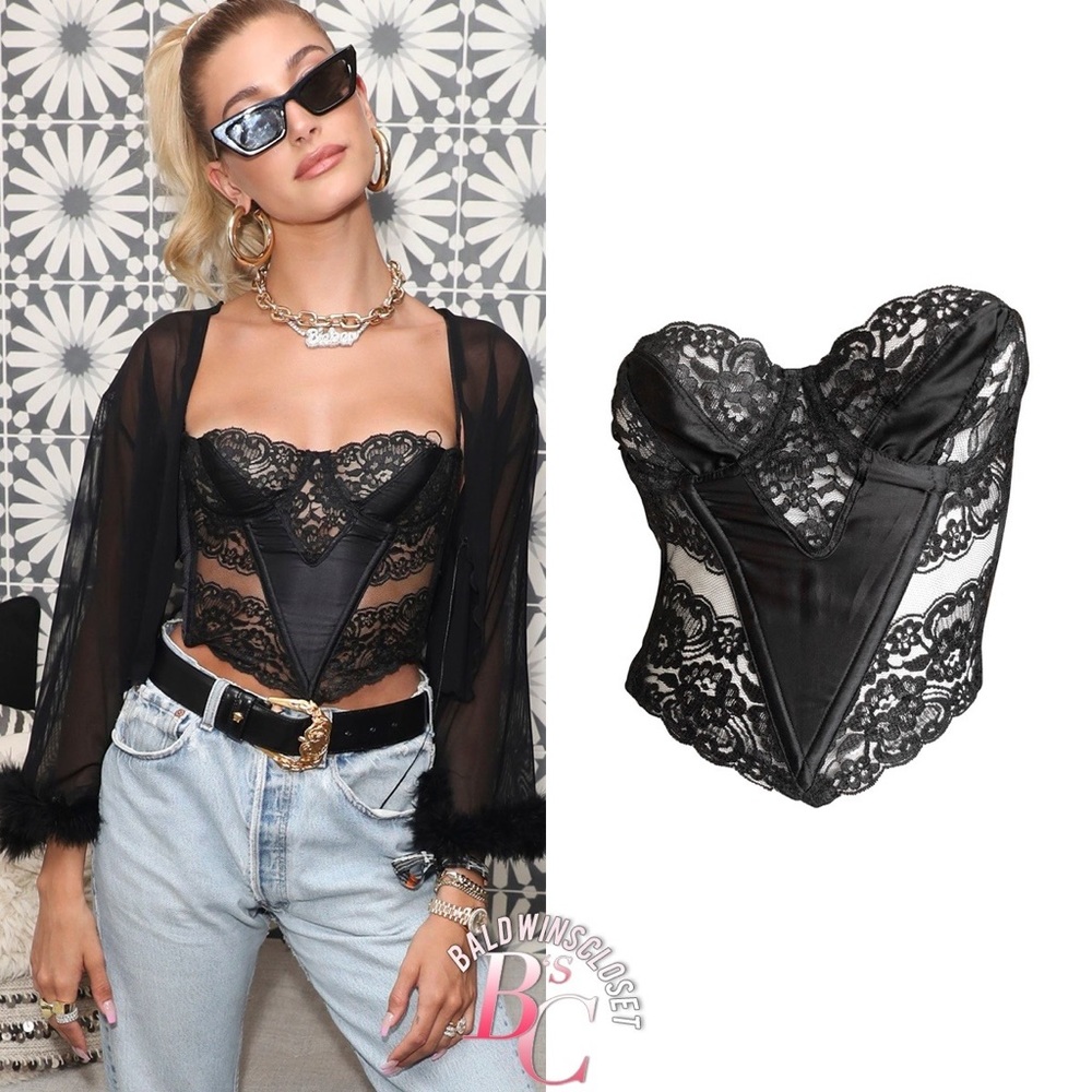 Christian Dior Vintage Black Lace Corset Bustier 💕 Valentines Day 💕